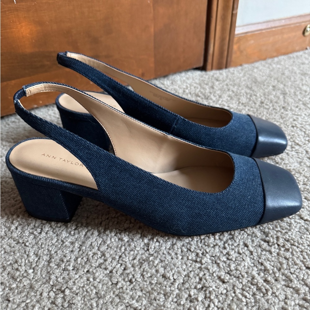 Ann Taylor Dark Blue Slingback Heels